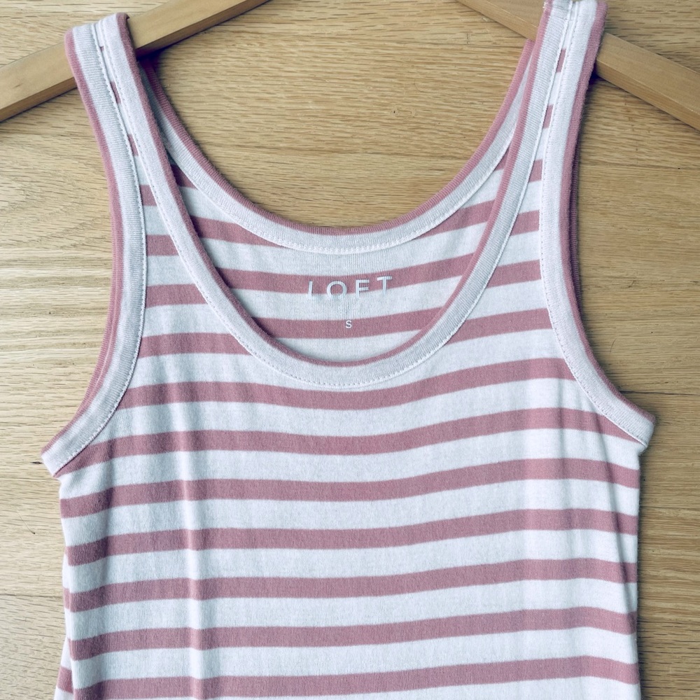 LOFT Pink And White Striped Tank Top Size Small In Excellent Condition
